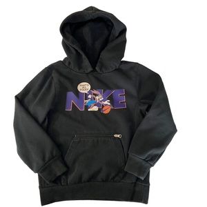 Nike Dri-Fit Black Space Jam Basketball Hoodie Front Zipper Pocket S Youth 5